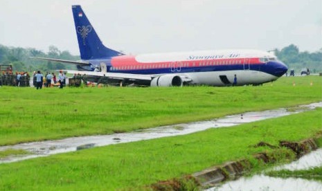 Sriwijaya Air Tergelincir di Bandara Hasanuddin
